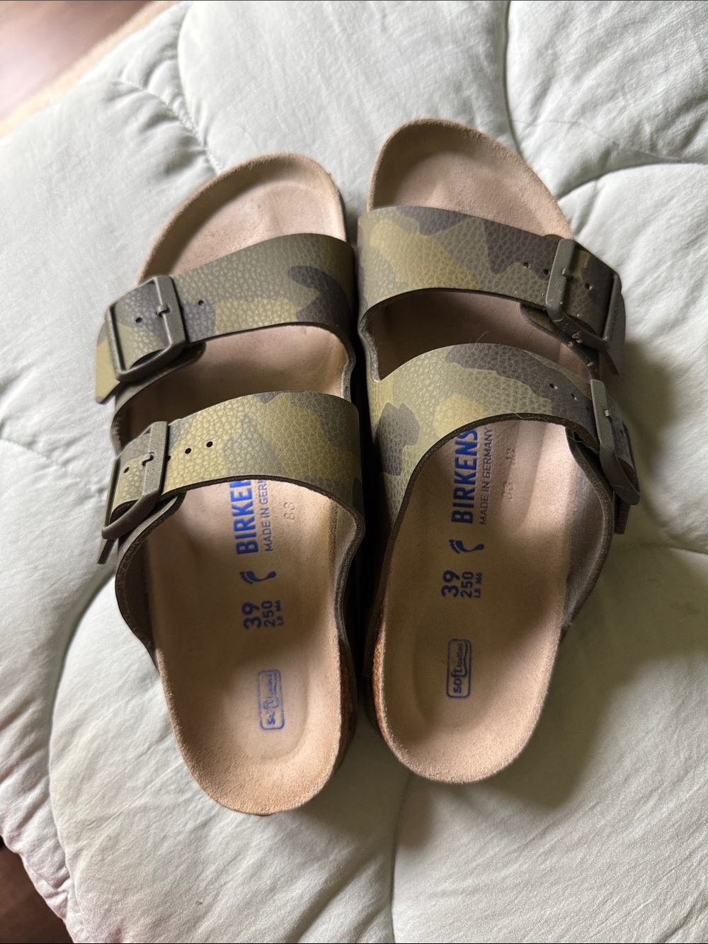 Birkenstock Arizona Camouflage Two-Strap Sandals - Olive/Tan